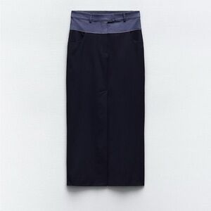 Zara navy blue maxi pencil skirt xs